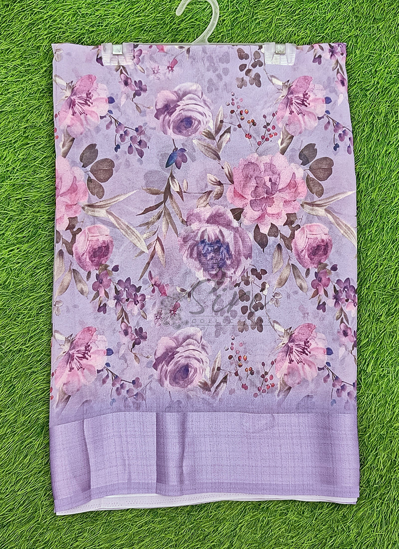 Lovely Digital Print Georgette Saree in Satin Borders