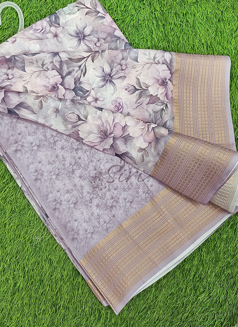 Lovely Digital Print Moss Georgette Saree