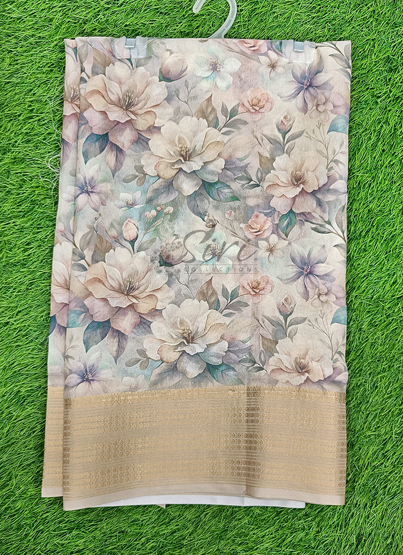 Lovely Digital Print Moss Georgette Saree