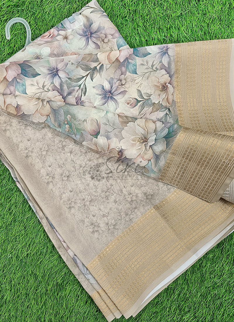 Lovely Digital Print Moss Georgette Saree