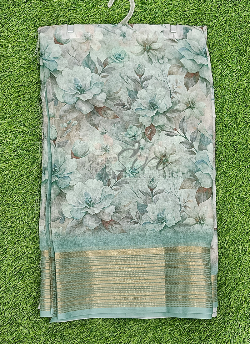 Lovely Digital Print Moss Georgette Saree