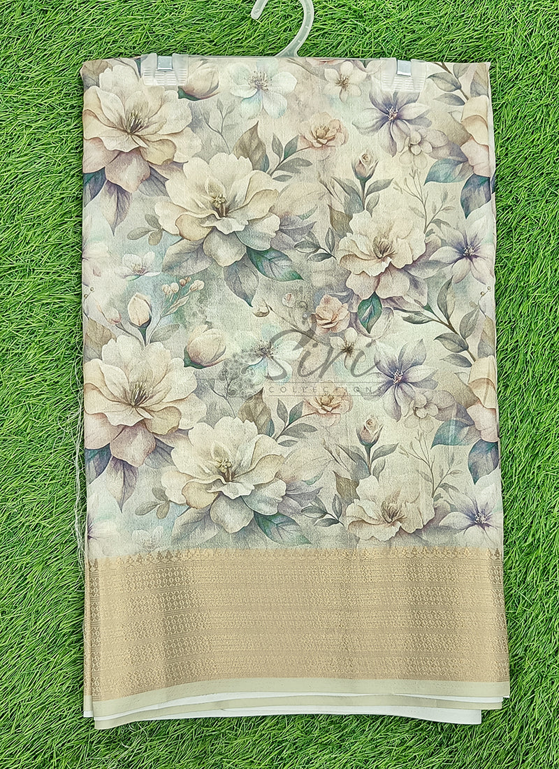 Lovely Digital Print Moss Georgette Saree