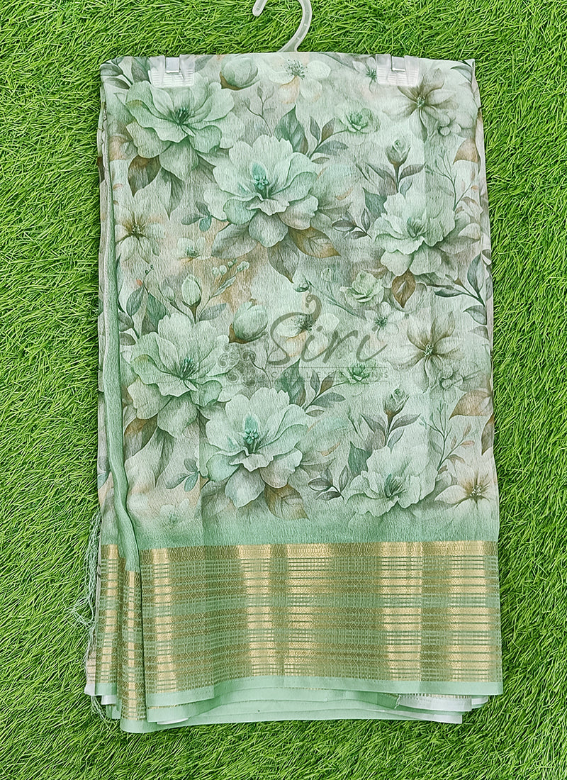 Lovely Digital Print Moss Georgette Saree