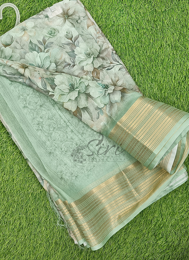 Lovely Digital Print Moss Georgette Saree