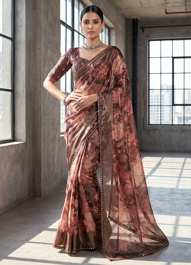 Beautiful Printed Brasso Saree