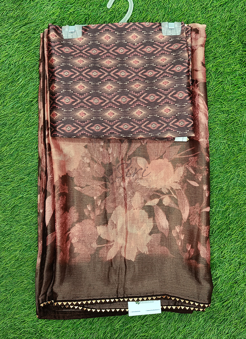 Beautiful Printed Brasso Saree