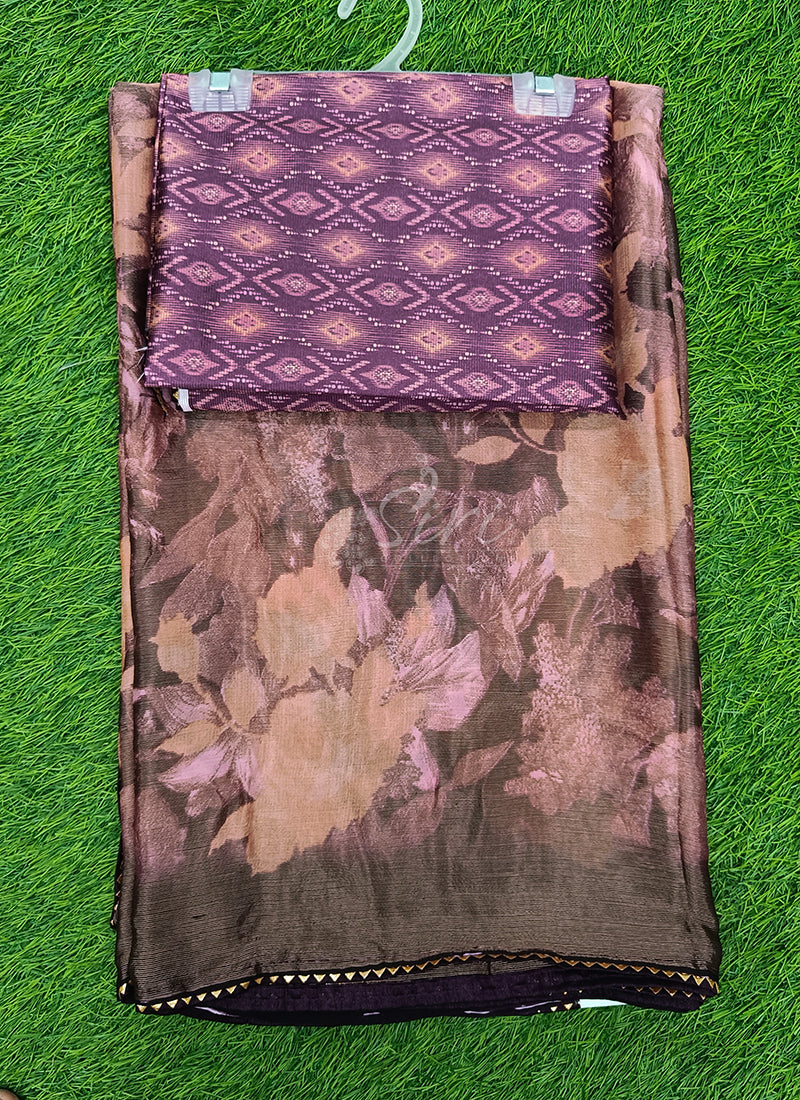 Beautiful Printed Brasso Saree