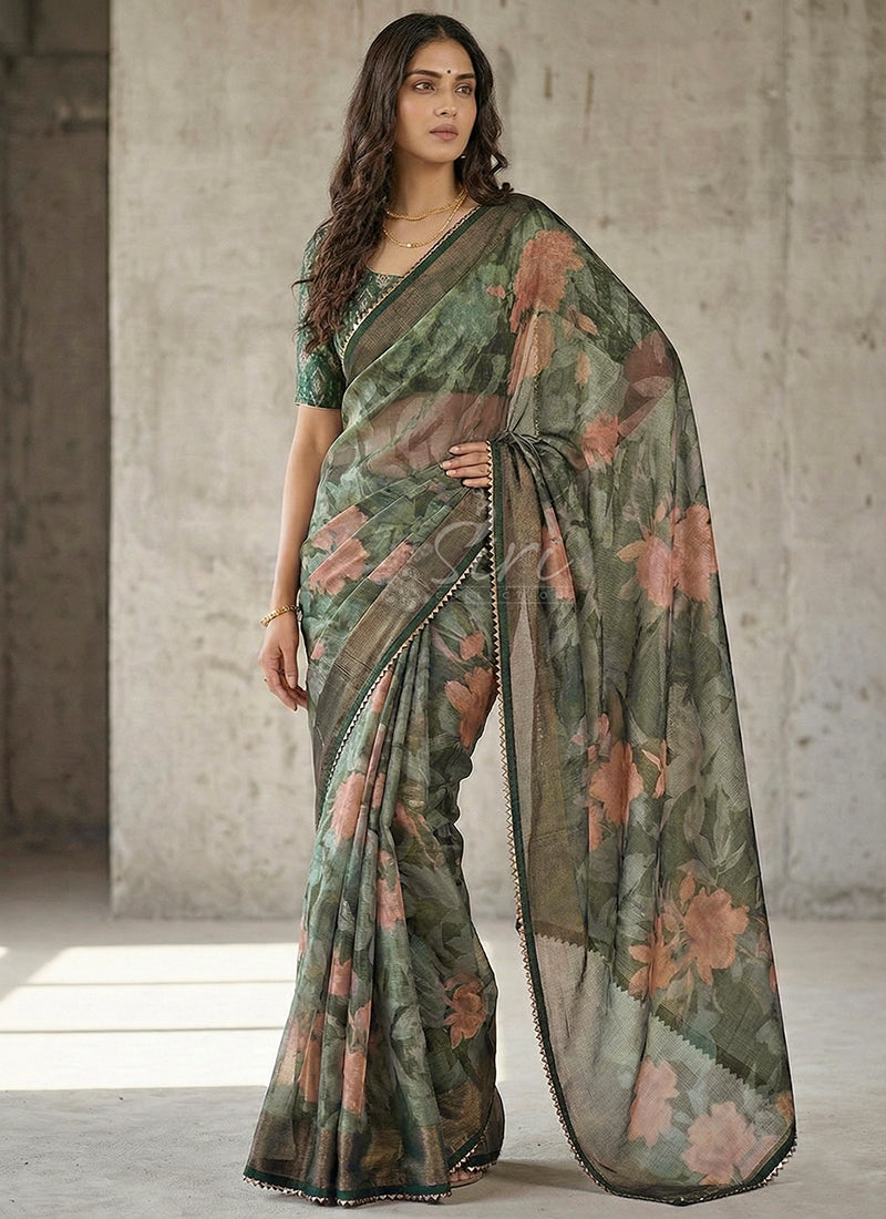 Beautiful Printed Brasso Saree