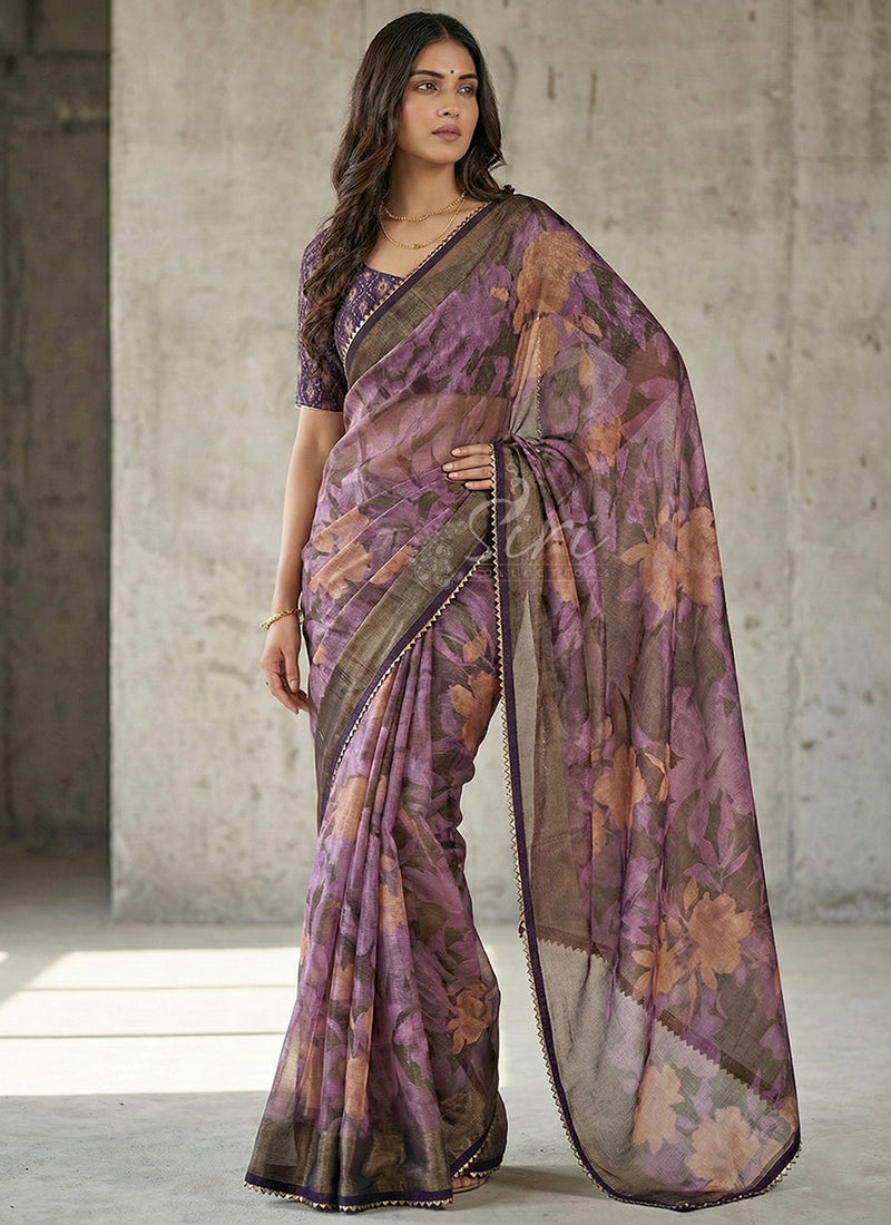 Beautiful Printed Brasso Saree