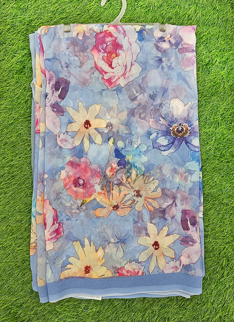 Lovely Digital Print Georgette Saree