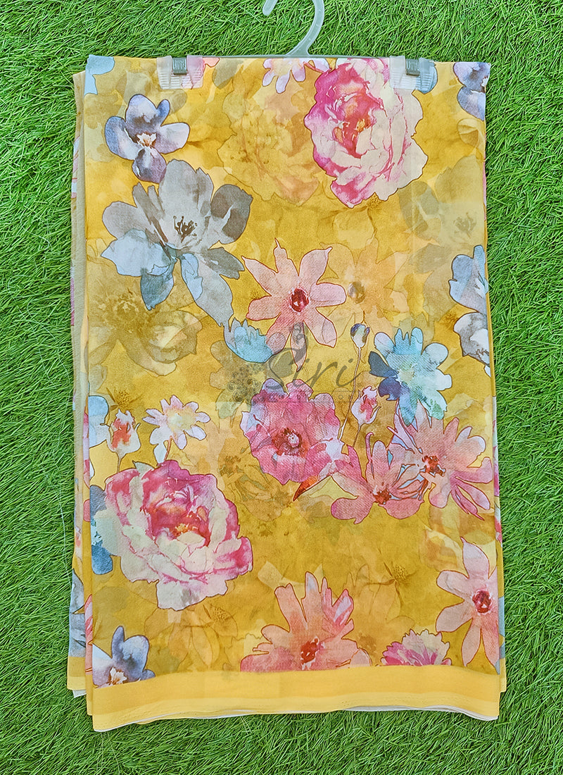 Lovely Digital Print Georgette Saree