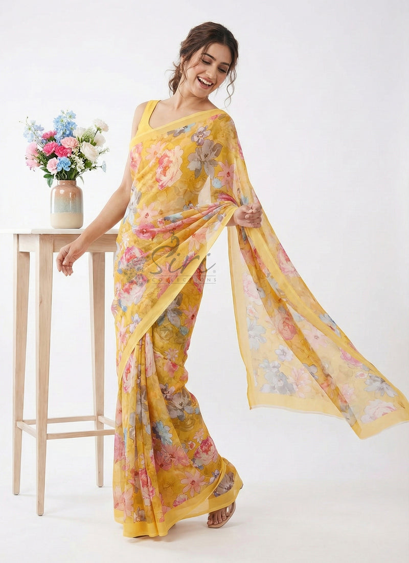 Lovely Digital Print Georgette Saree