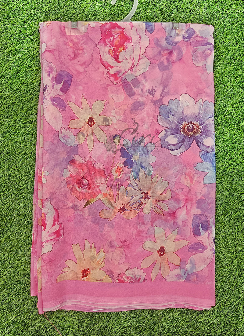 Lovely Digital Print Georgette Saree