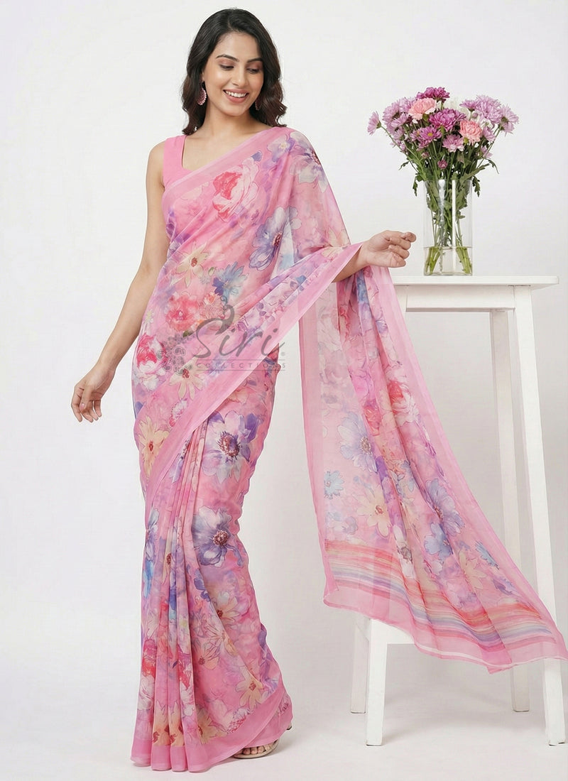 Lovely Digital Print Georgette Saree