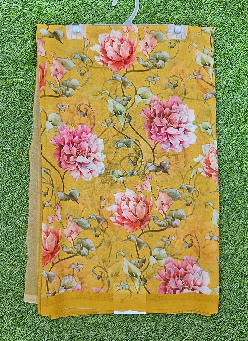 Lovely Digital Print Georgette Saree