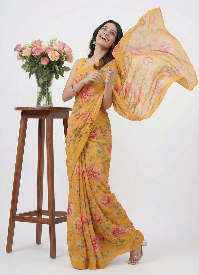 Lovely Digital Print Georgette Saree