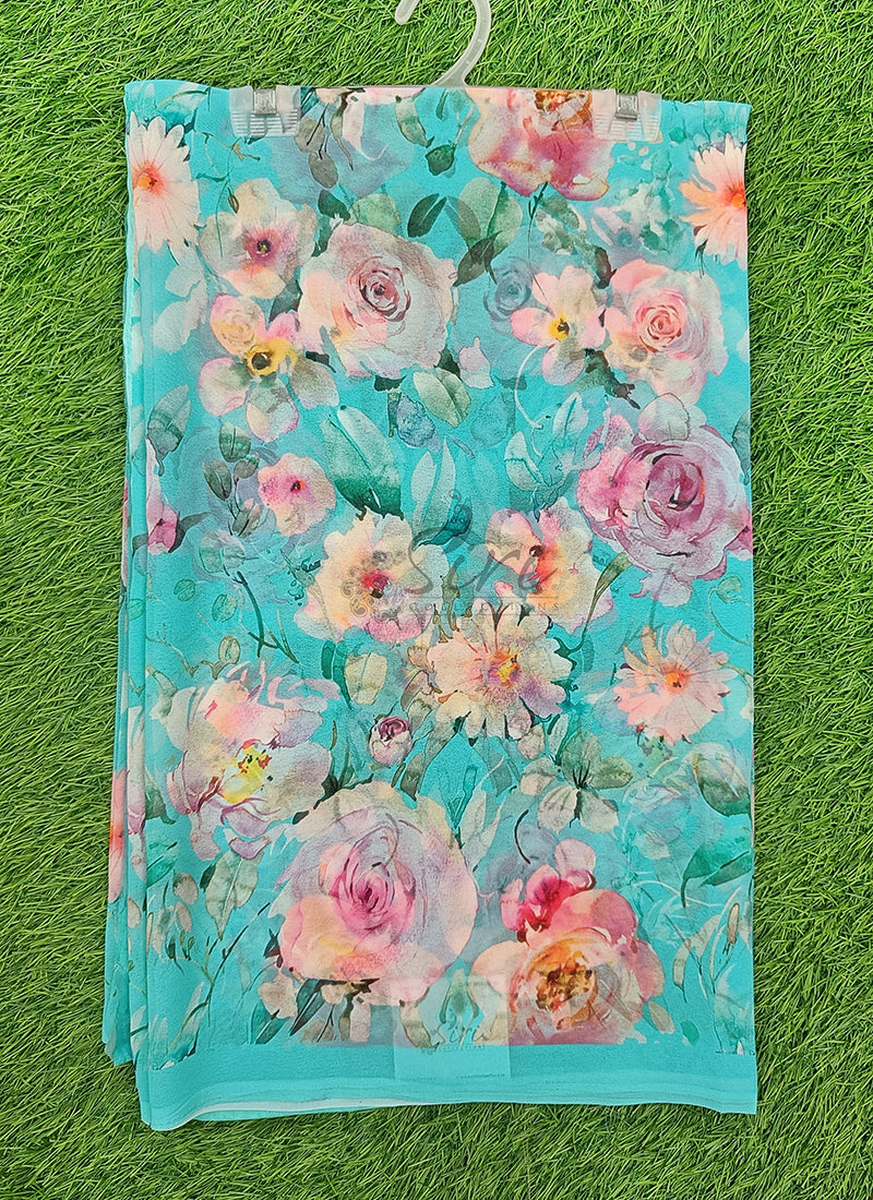 Lovely Digital Print Georgette Saree