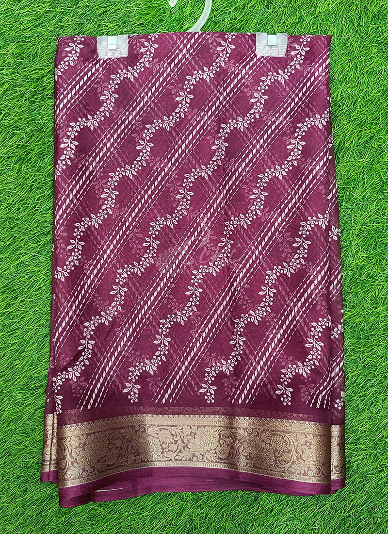 Lovely Printed Georgette Saree in Self Design