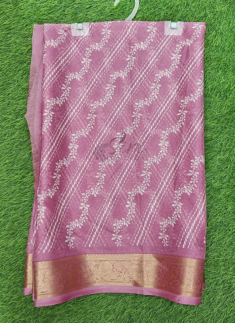 Lovely Printed Georgette Saree in Self Design