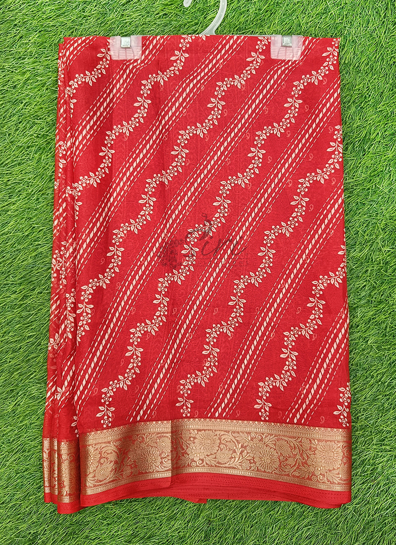 Lovely Printed Georgette Saree in Self Design