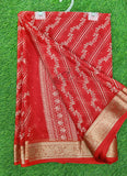 Lovely Printed Georgette Saree in Self Design