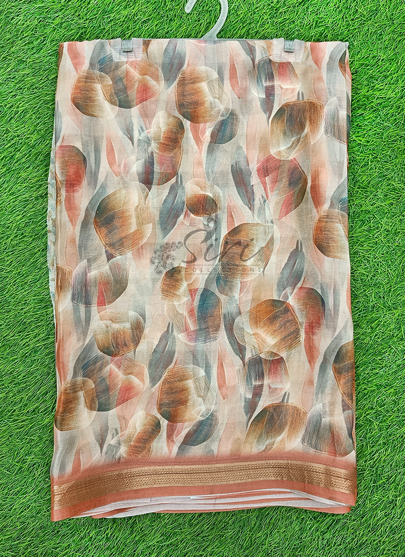 Lovely Digital Print Moss Georgette Saree