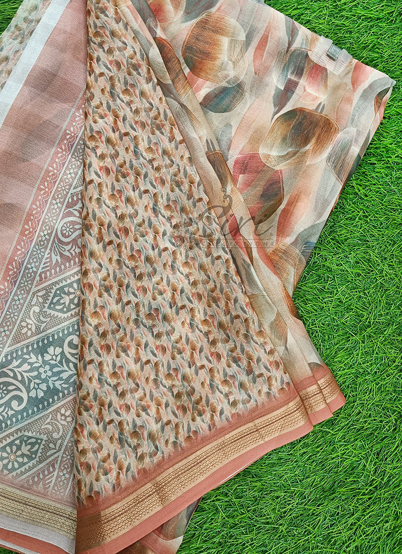 Lovely Digital Print Moss Georgette Saree