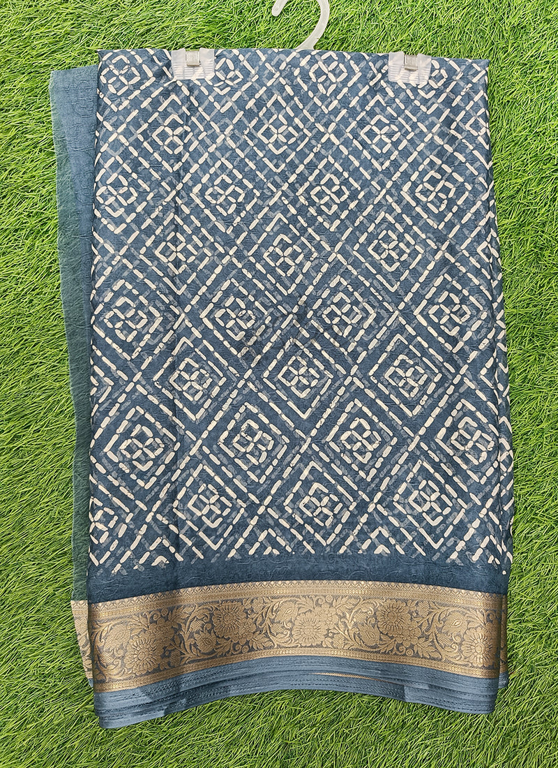 Lovely Printed Georgette Saree in Self Design