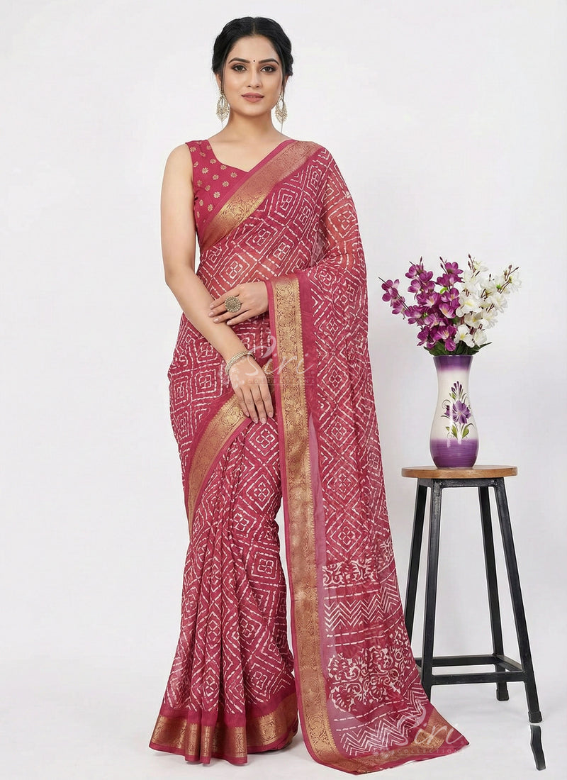 Lovely Printed Georgette Saree in Self Design
