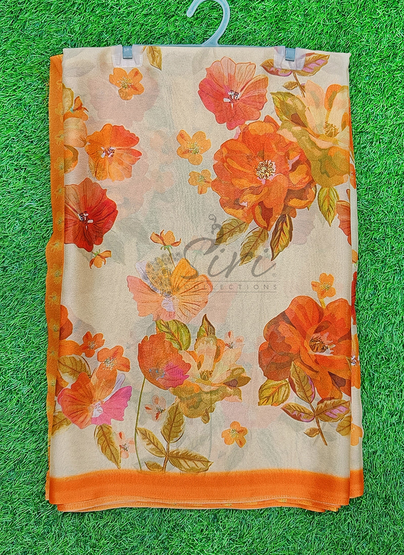 Beautiful Digital Print Crepe Georgette Saree