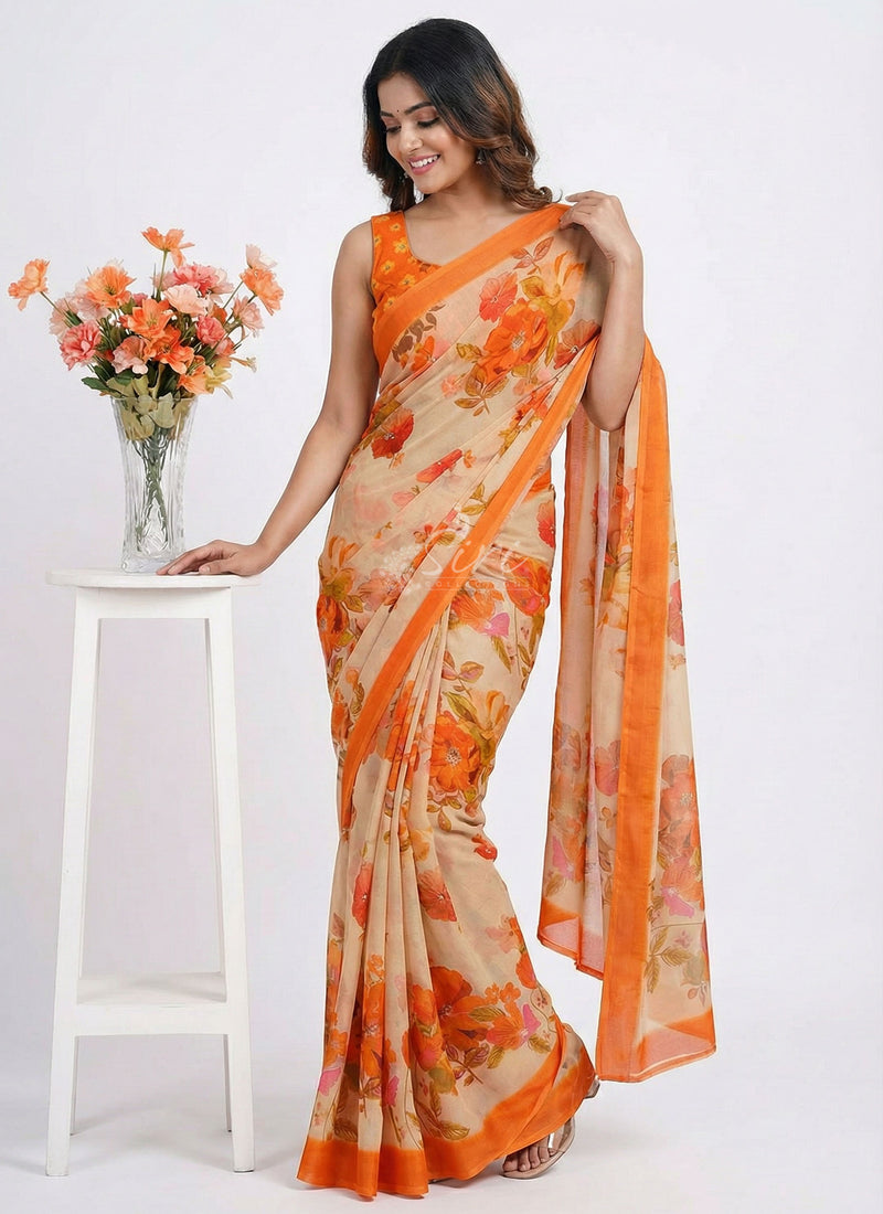 Beautiful Digital Print Crepe Georgette Saree
