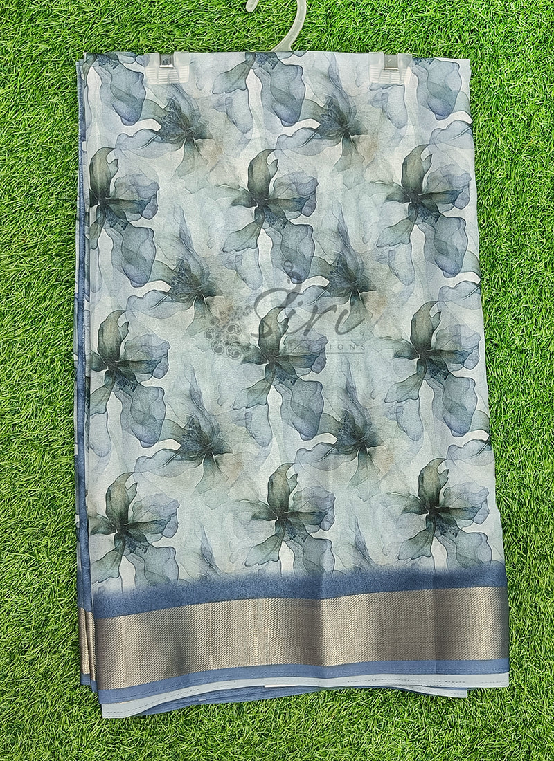 Beautiful Digital Print Moss Georgette Saree