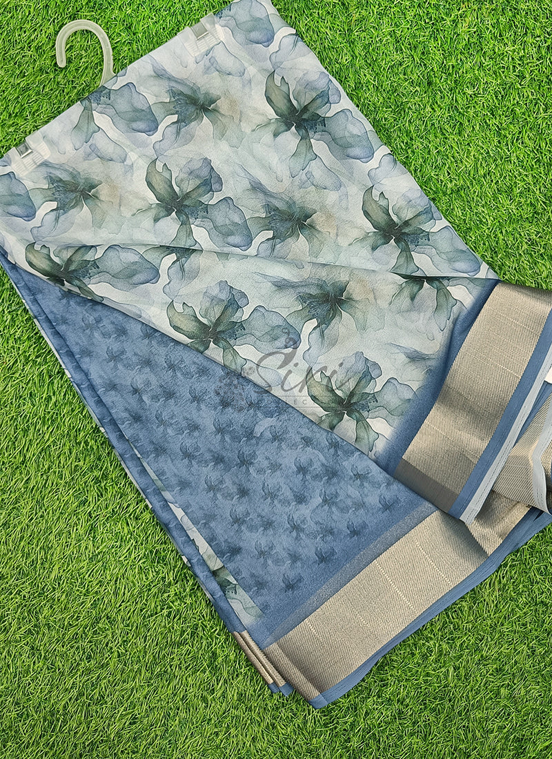 Beautiful Digital Print Moss Georgette Saree