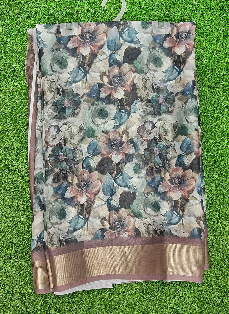 Beautiful Digital Print Moss Georgette Saree