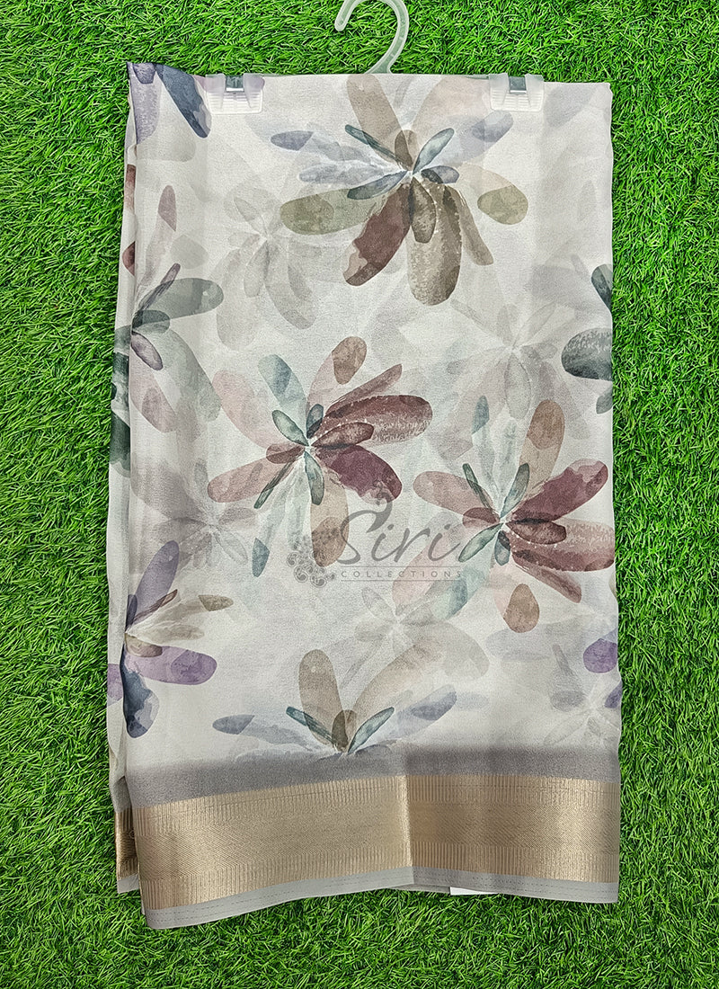 Beautiful Digital Print Moss Georgette Saree