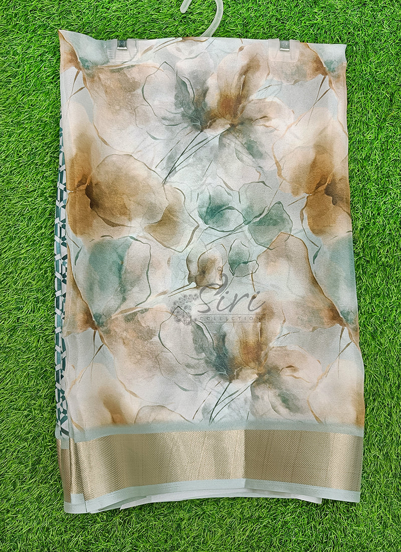 Beautiful Digital Print Moss Georgette Saree