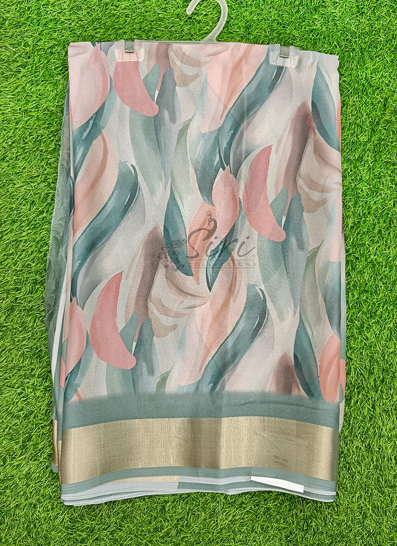 Beautiful Digital Print Moss Georgette Saree
