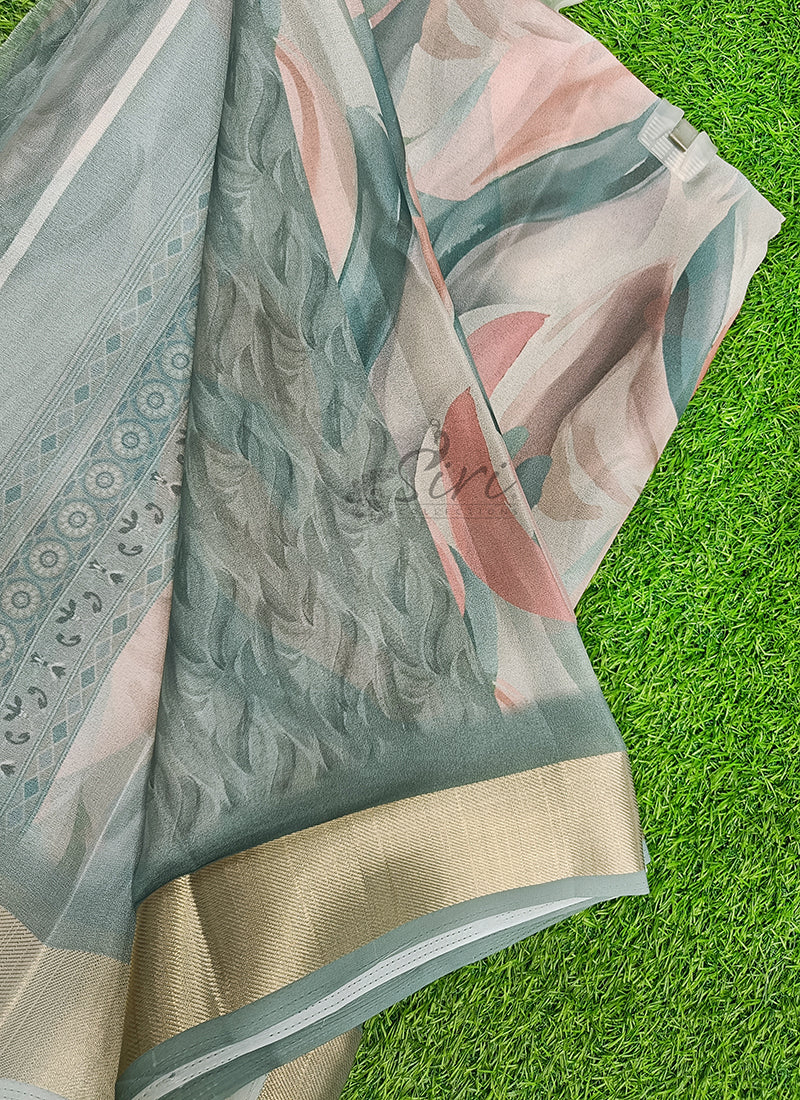 Beautiful Digital Print Moss Georgette Saree