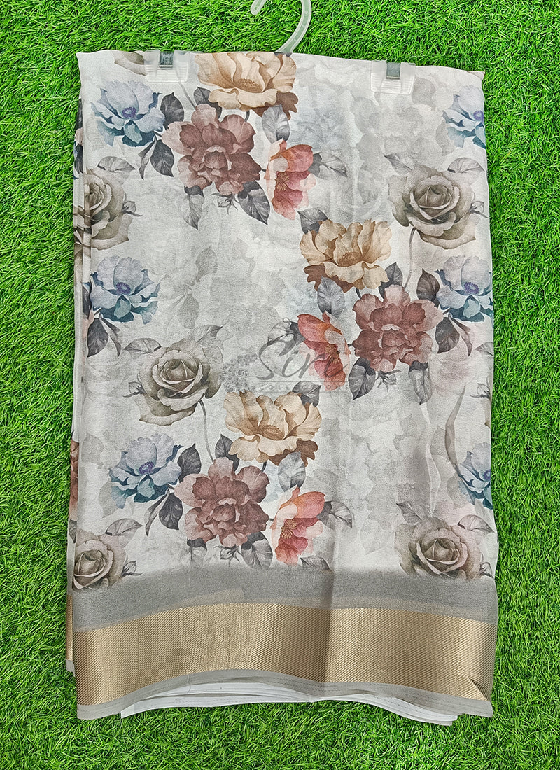 Beautiful Digital Print Moss Georgette Saree