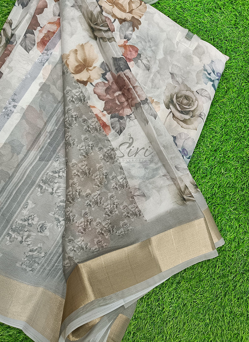 Beautiful Digital Print Moss Georgette Saree