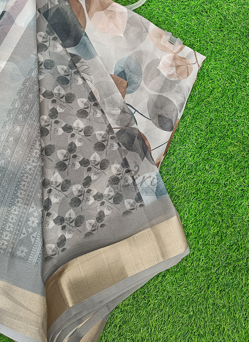 Beautiful Digital Print Moss Georgette Saree