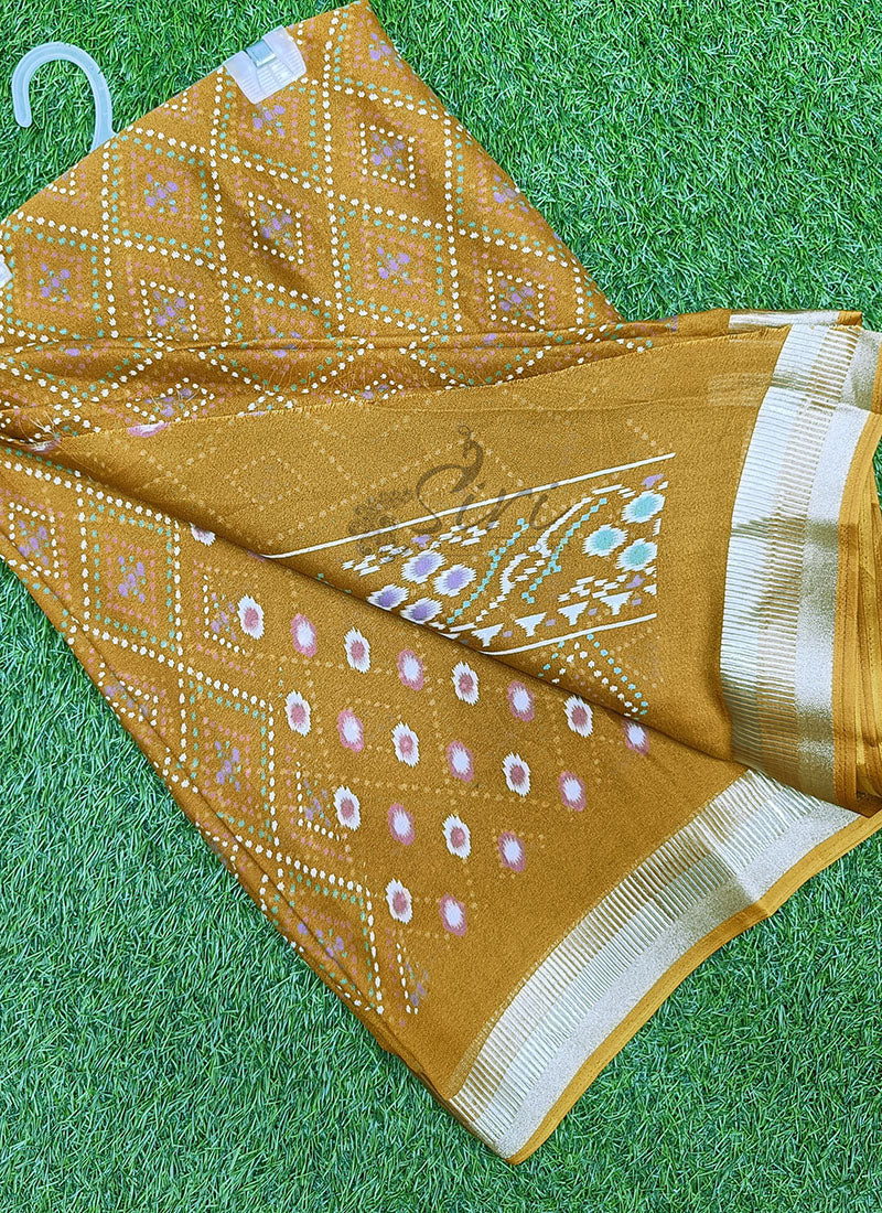 Beautiful Printed Moss Georgette Saree