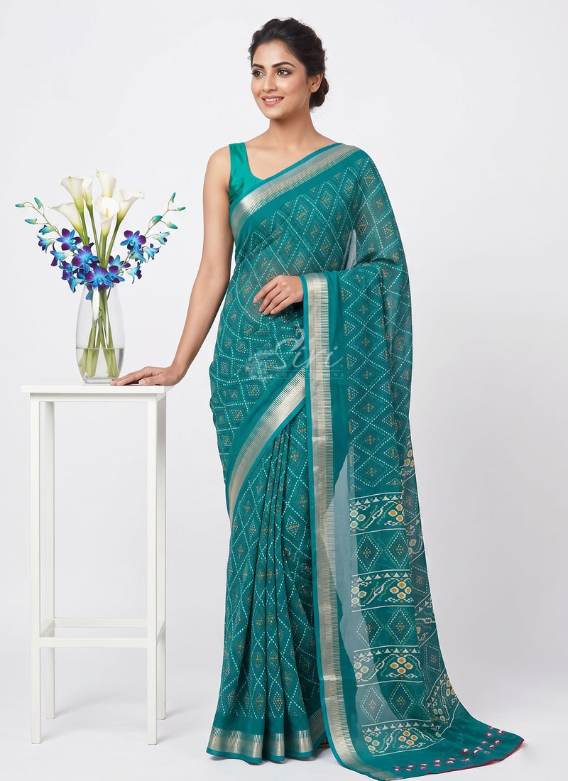 Beautiful Printed Moss Georgette Saree