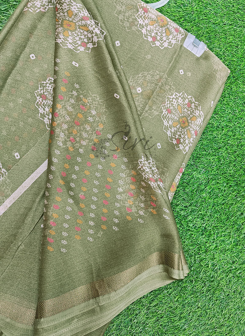 Beautiful Printed Moss Georgette Saree