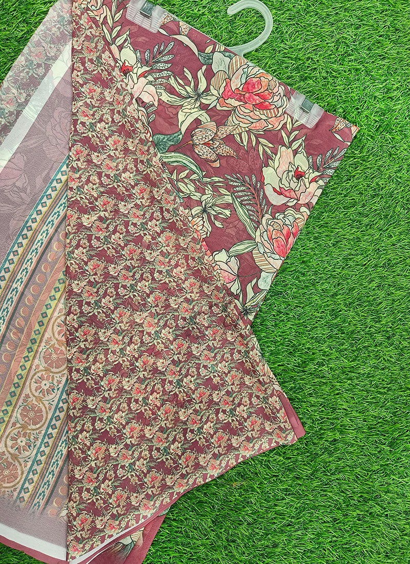 Beautiful Digital Print Georgette Saree