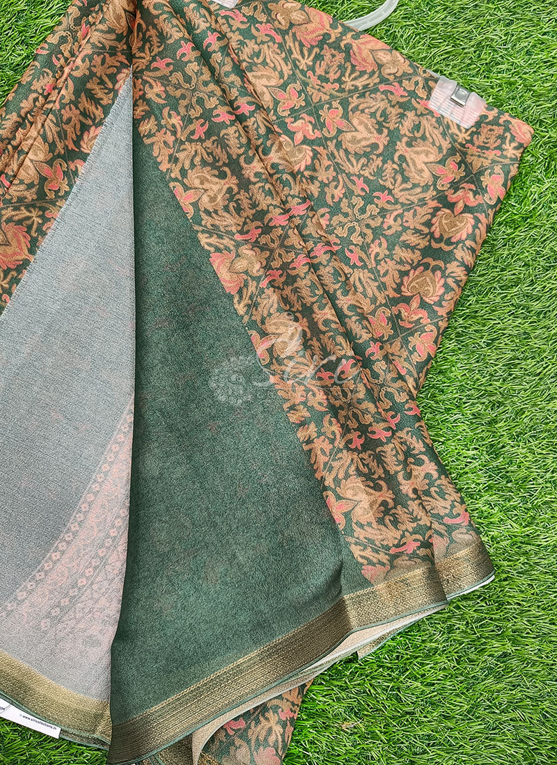 Beautiful Digital Print Moss Georgette Saree