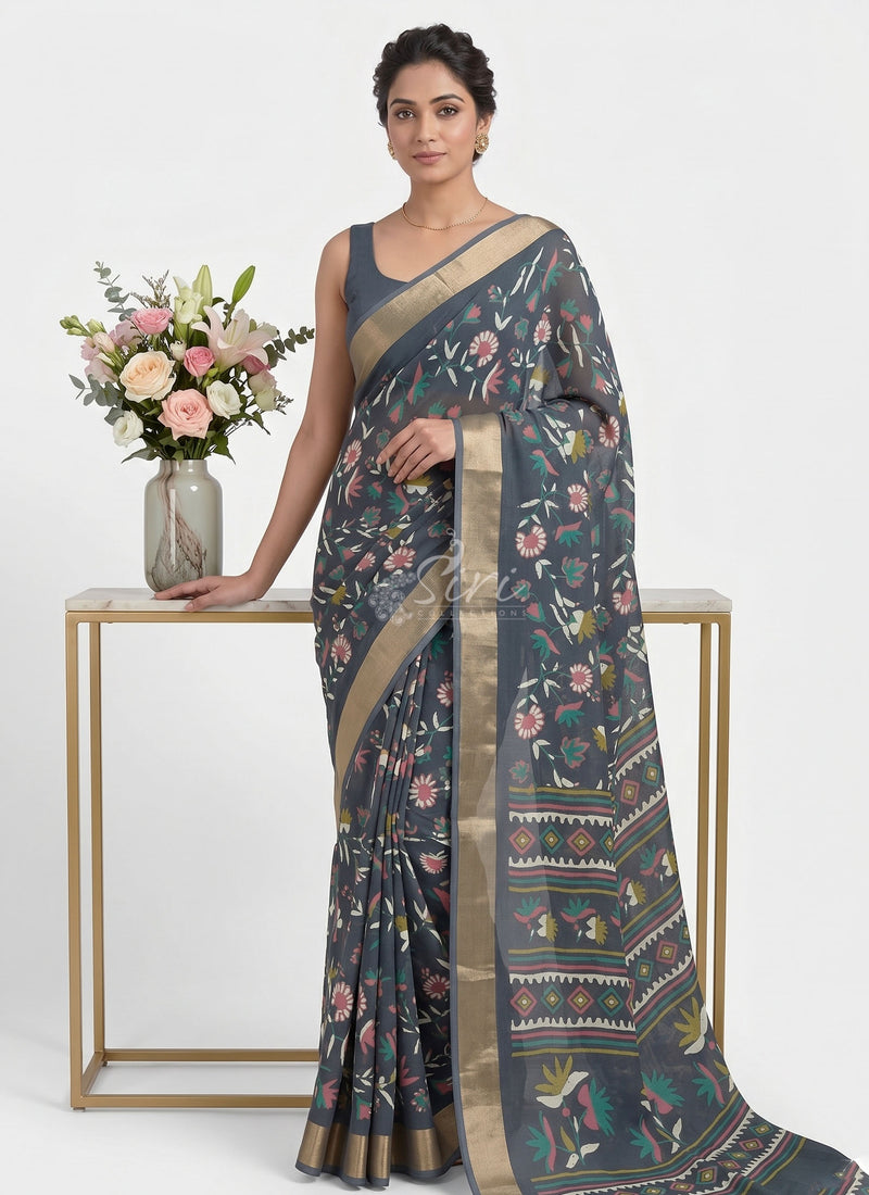 Beautiful Printed Moss Georgette Saree