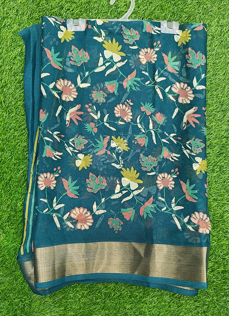 Beautiful Printed Moss Georgette Saree