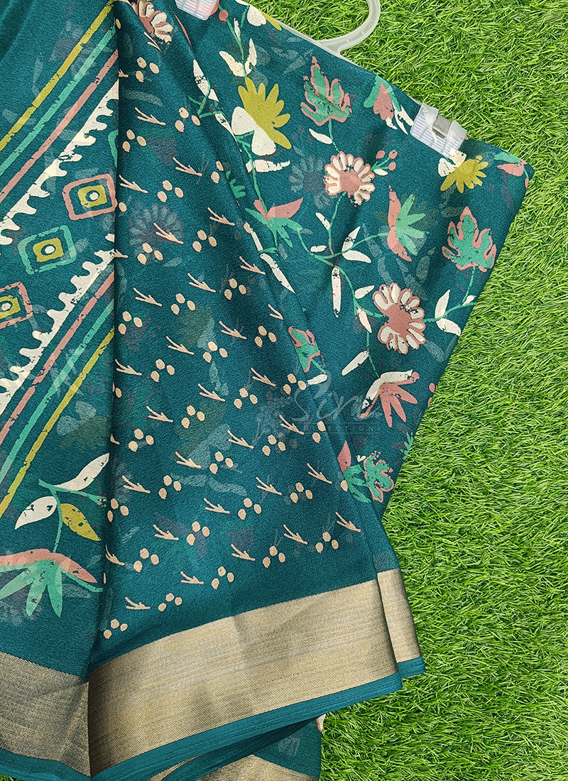 Beautiful Printed Moss Georgette Saree