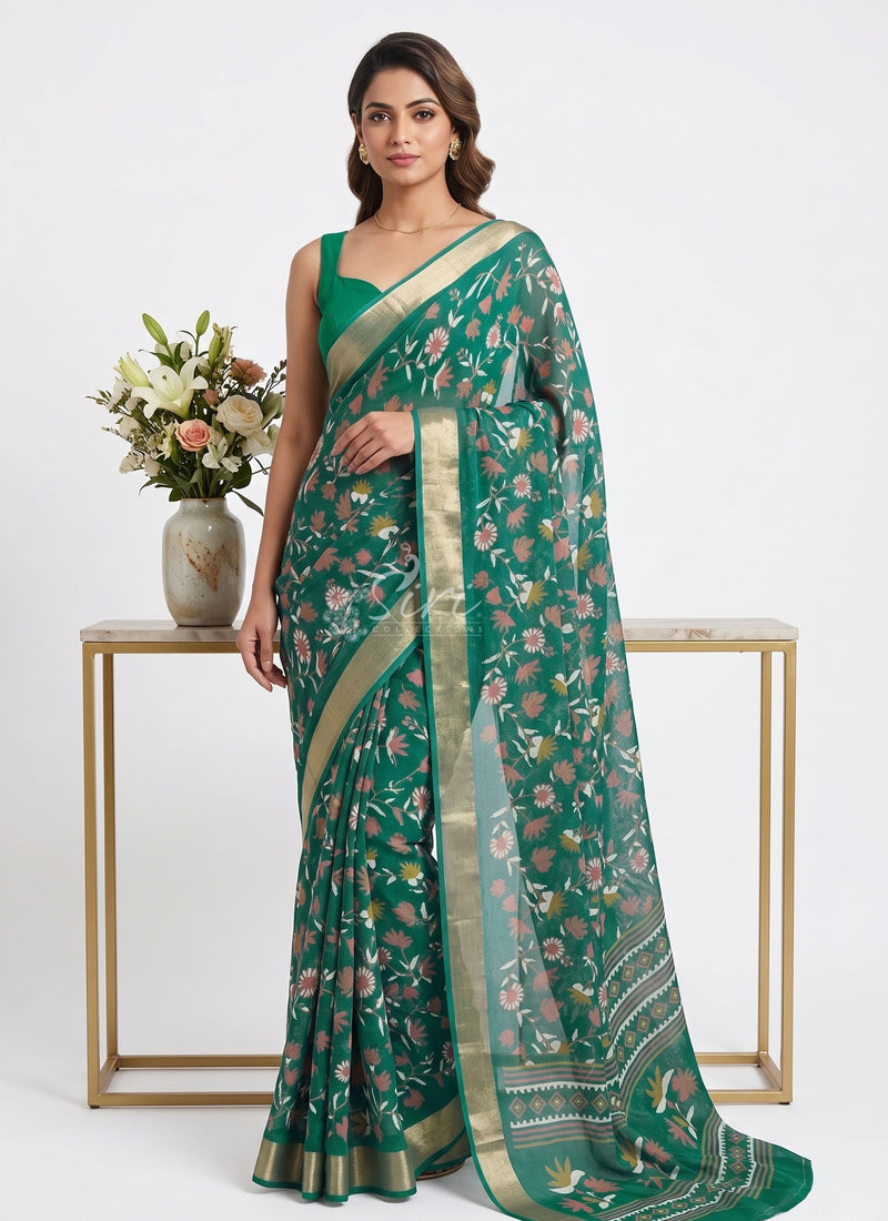 Beautiful Printed Moss Georgette Saree